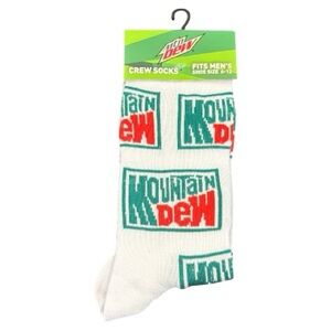 Mountain Dew White and Green Crew Socks NEW